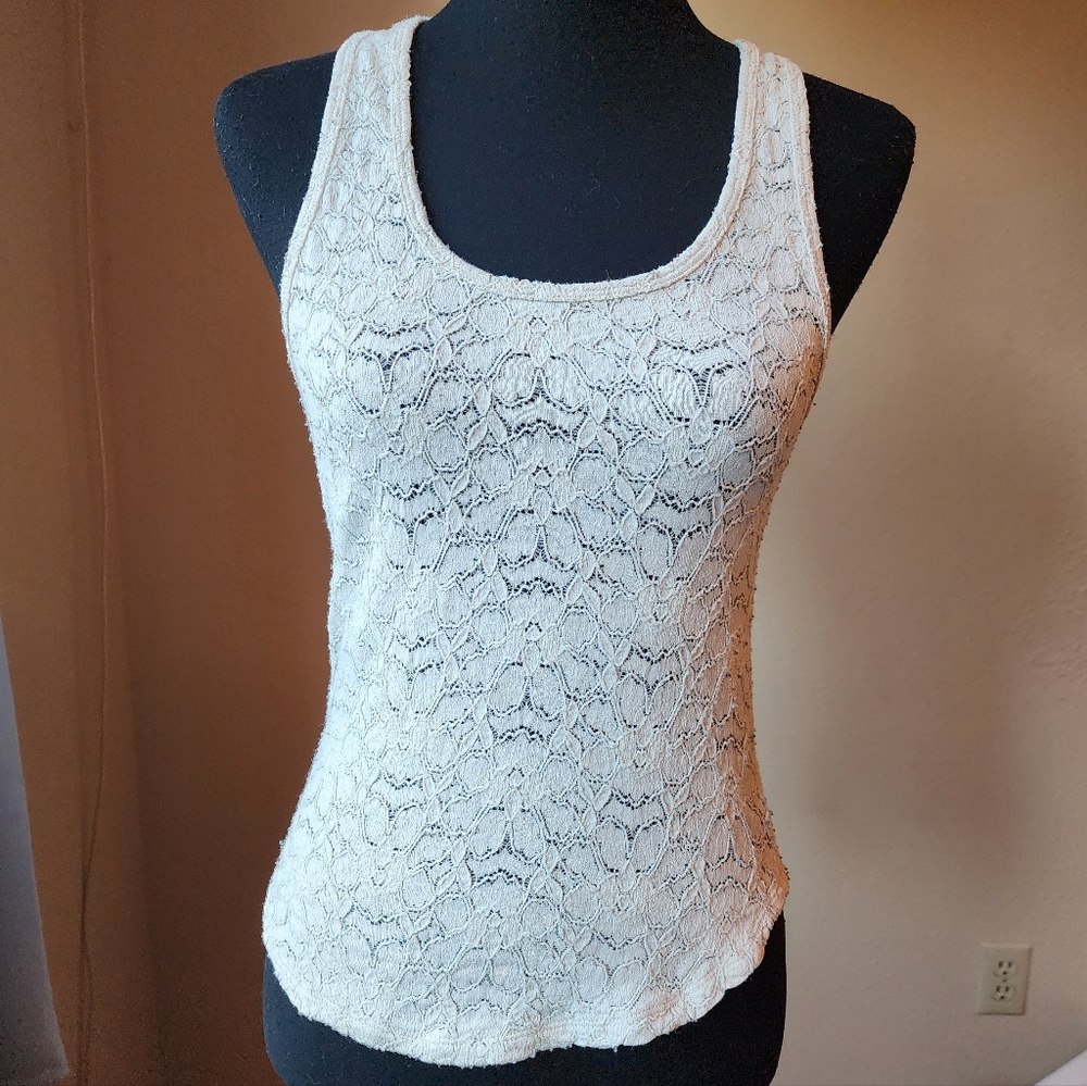 Urban Outfitters Silence + Noise Ivory Lace Tank Top